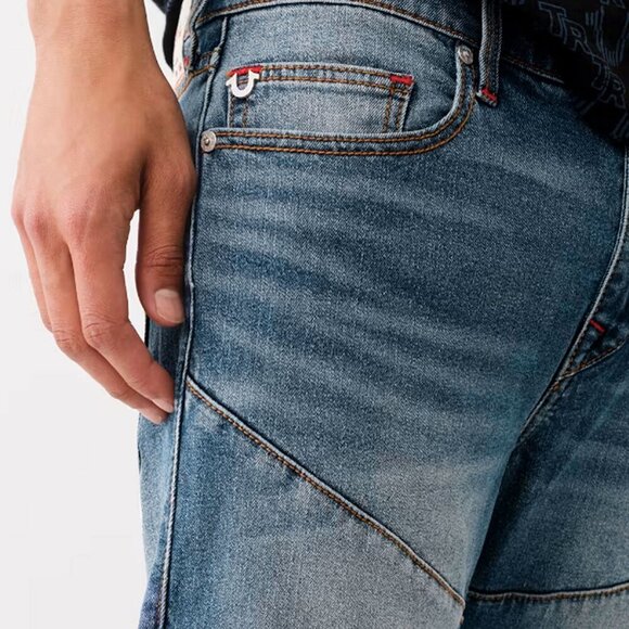 True Religion Mens Rocco Moto Skinny Jeans Stretch Designer Blue Denim Sz 44 NEW - Picture 6 of 13